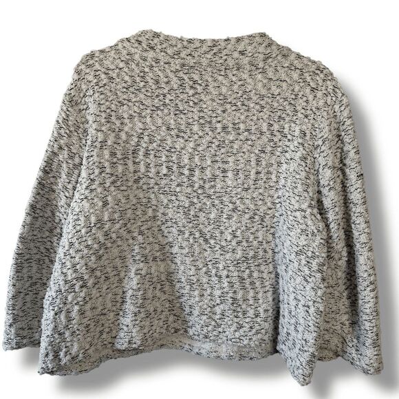 Vince Camuto Ruched Sleeve Boucle  Pullover In Pearl Ivory, Large - Picture 2 of 5